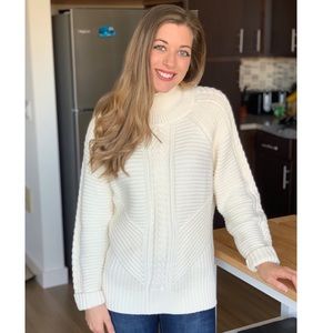 Cream Cable-knit Turtleneck